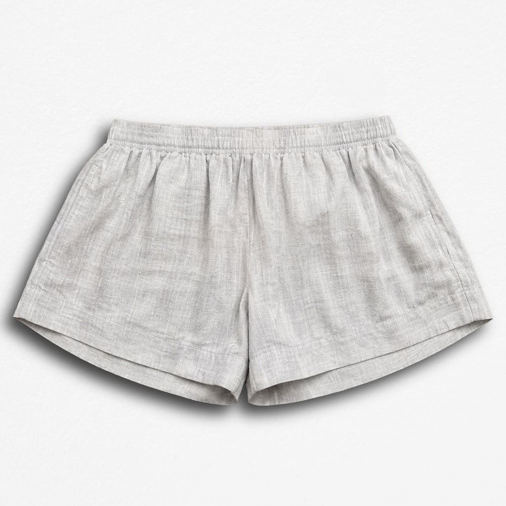 Maurie + Eve Women Light Gray Textured Cotton Elastic Waist Shorts Size US 8